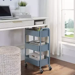 Kirklands Home Metal 3-Tier Organizer Storage Cart Blue Outlet