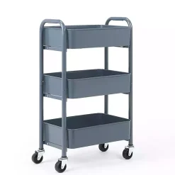 Kirklands Home Metal 3-Tier Organizer Storage Cart Blue Outlet