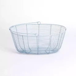 Baskets & Boxes>Kirklands Home Metal Wire Basket with Handle Blue
