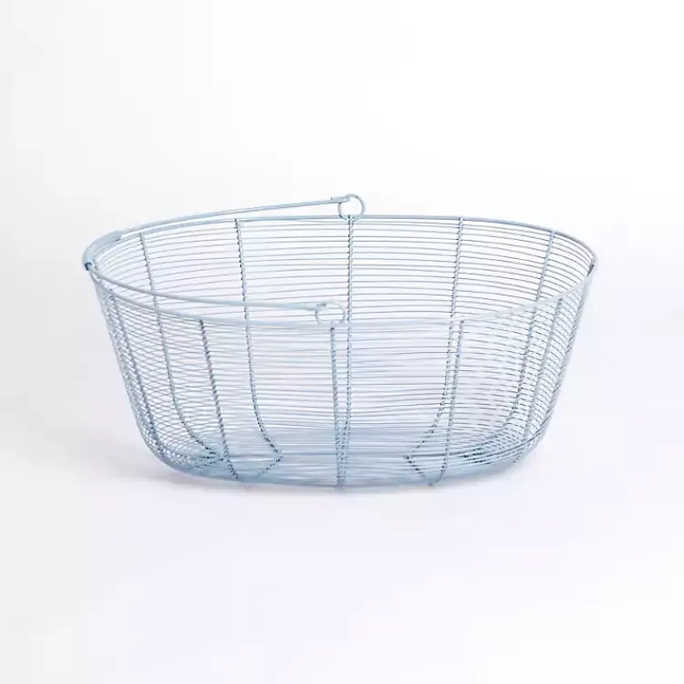 Baskets & Boxes>Kirklands Home Metal Wire Basket with Handle Blue