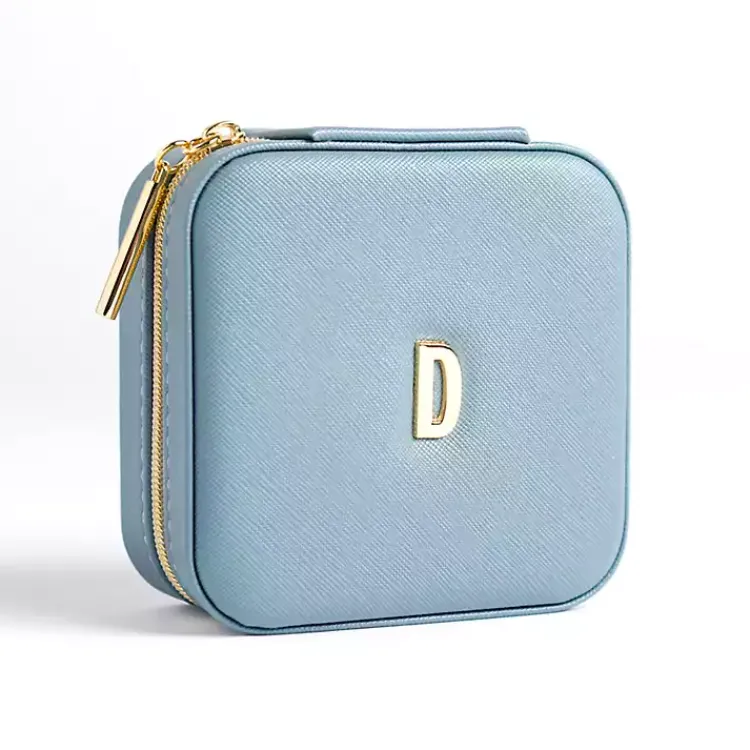 Monogram Seasonal Decor>Kirklands Home Monogram D Travel Jewelry Box Blue