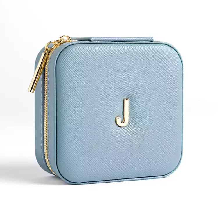 Monogram Seasonal Decor>Kirklands Home Monogram J Travel Jewelry Box Blue