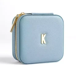 Monogram Seasonal Decor>Kirklands Home Monogram K Travel Jewelry Box Blue