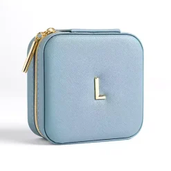Monogram Seasonal Decor>Kirklands Home Monogram L Travel Jewelry Box Blue