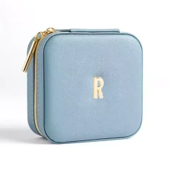 Monogram Seasonal Decor>Kirklands Home Monogram R Travel Jewelry Box Blue
