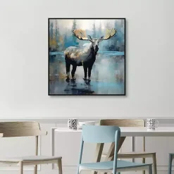 Kirklands Home Blue Moody Moose Framed Canvas Art Print