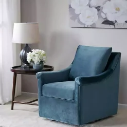 Kirklands Home Mora Swivel Accent Chair Blue