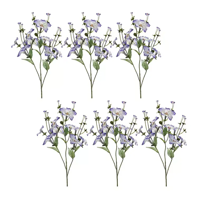 Stems & Bouquets>Kirklands Home Morning Glory Flower Sprays, Set of 6 Blue
