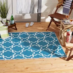 Kirklands Home Blue Moroccan Trellis Outdoor Area Rug, 4x6