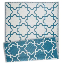 Kirklands Home Blue Moroccan Trellis Outdoor Area Rug, 4x6
