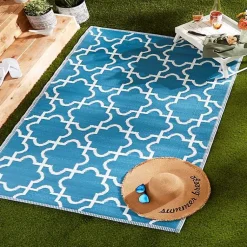 Kirklands Home Blue Moroccan Trellis Outdoor Area Rug, 4x6