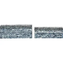 Baskets & Boxes>Kirklands Home Blue Mother of Pearl Coastal Boxes, Set of 2