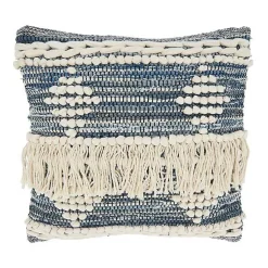 Pillows>Kirklands Home Natural Chindi Fringe Cotton Pillow Blue