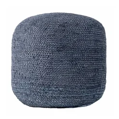 Poufs & Floor Cushions>Kirklands Home Neely Jute Chevron Braided Pouf Blue