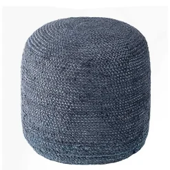 Poufs & Floor Cushions>Kirklands Home Neely Jute Chevron Braided Pouf Blue