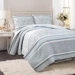 Kirklands Home Blue Nisha Floral Full/Queen 3-pc. Quilt Set Clearance