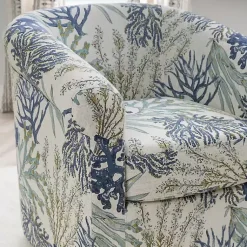 Kirklands Home Ocean Bonnie Swivel Accent Chair Blue New