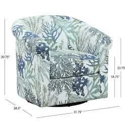Kirklands Home Ocean Bonnie Swivel Accent Chair Blue New