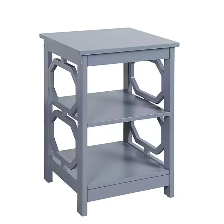 Kirklands Home Octagon 2-Shelf Accent Table Blue New