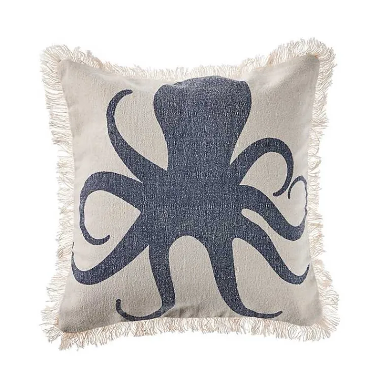 Pillows>Kirklands Home Blue Octopus Accent Pillow with Fringe