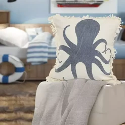Pillows>Kirklands Home Blue Octopus Accent Pillow with Fringe
