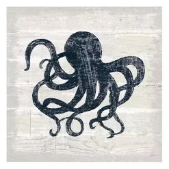 Kirklands Home Blue Octopus Driftwood Canvas Art Print White New
