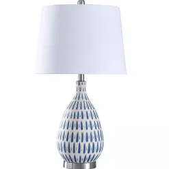 Kirklands Home Blue Off-White Ceramic and Steel Table Lamp Best