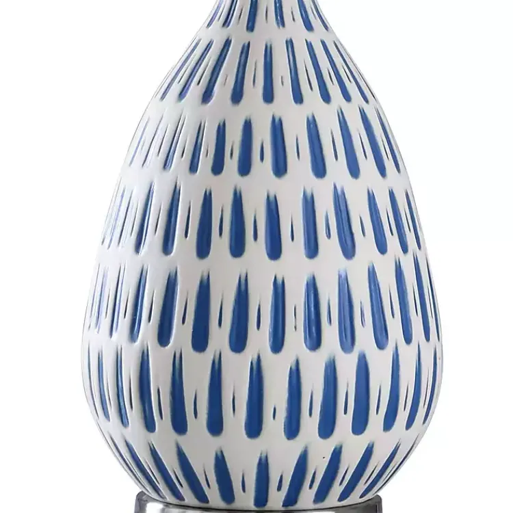 Kirklands Home Blue Off-White Ceramic and Steel Table Lamp Best