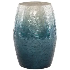 Kirklands Home Blue Ombre Mosaic Capiz Shell Drum End Table Discount