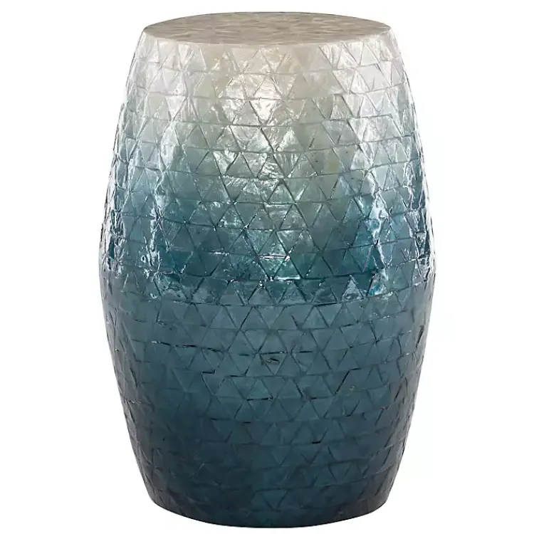 Kirklands Home Blue Ombre Mosaic Capiz Shell Drum End Table Discount