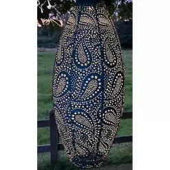 Kirklands Home Paisley Oblong Hanging LED Outdoor Lantern Blue Best