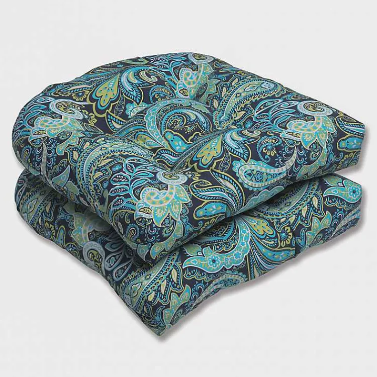 Kirklands Home Paisley Outdoor Seat Cushions, Set of 2 Blue Discount