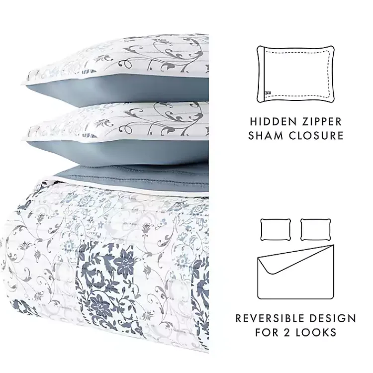 Kirklands Home Blue Patchwork Reversible 3-pc. Queen Quilt Set Sale