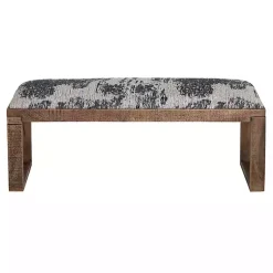 Kirklands Home Blue Pattern Upholstered Wood Bench Clearance
