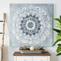 Kirklands Home Blue Paulo Sunburst Canvas Art Print Gray Clearance