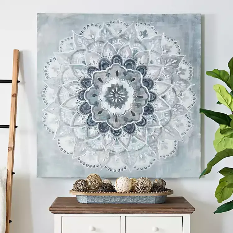 Kirklands Home Blue Paulo Sunburst Canvas Art Print Gray Clearance