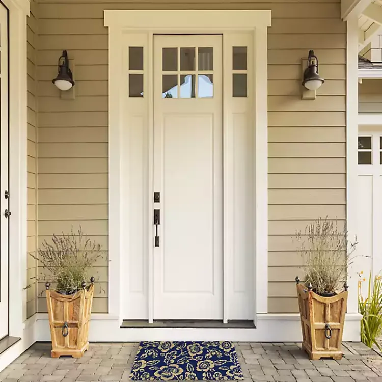 Kirklands Home Blue Peonies Coir Doormat New