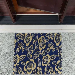 Kirklands Home Blue Peonies Coir Doormat New