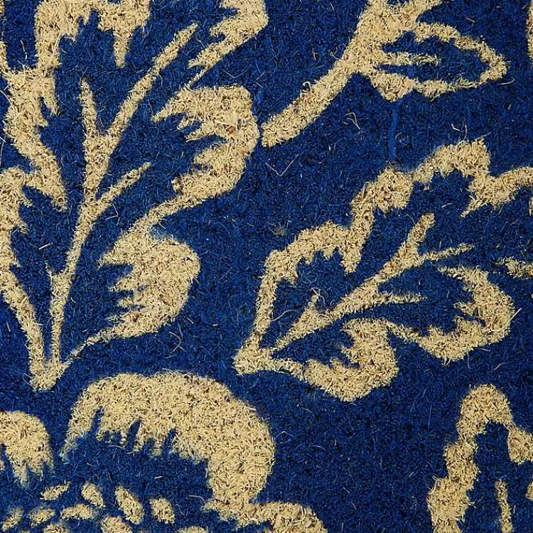 Kirklands Home Blue Peonies Coir Doormat New