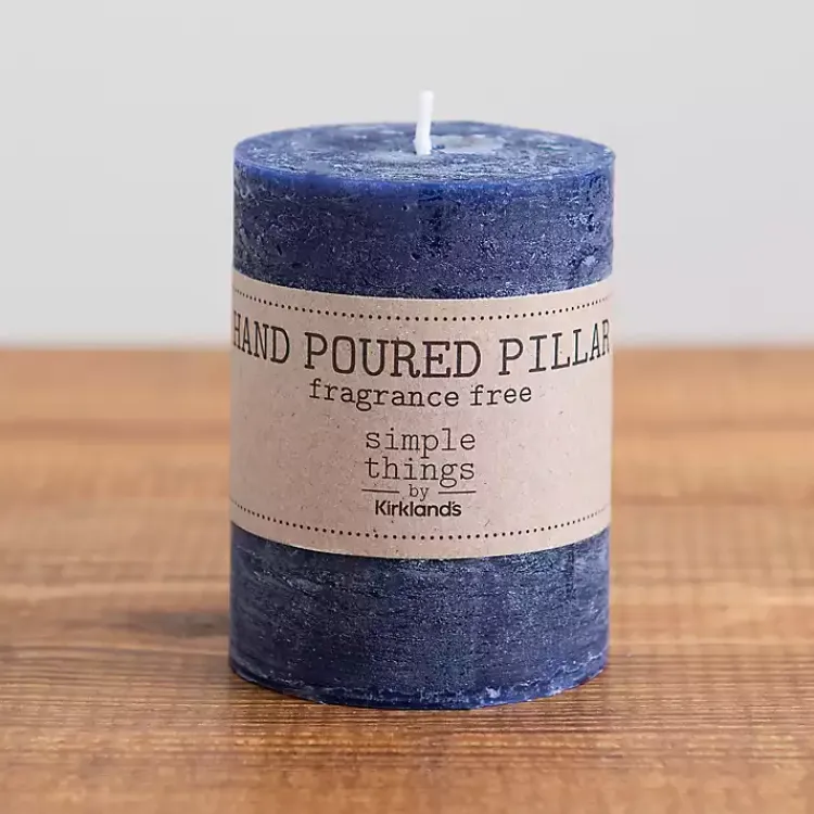 Candles>Kirklands Home Pillar Unscented Candle, 4 in. Blue