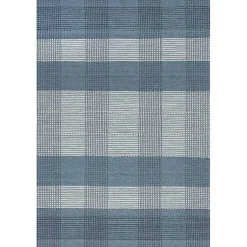 Kirklands Home Plaid Emily Henderson x RugsUSA Rug, 8x10 Blue Clearance