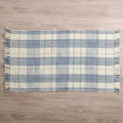 Kirklands Home Plaid Leland Scatter Rug Blue Discount