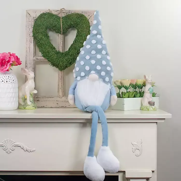 Statues & Figurines>Kirklands Home Blue Polka Dotted Gnome Shelf Sitter