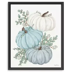 Fall>Kirklands Home Blue Pumpkin Trio Framed Canvas Print, 26x32 in.