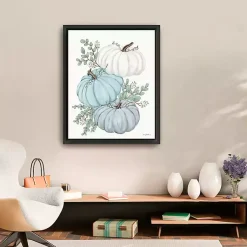 Fall>Kirklands Home Blue Pumpkin Trio Framed Canvas Print, 26x32 in.