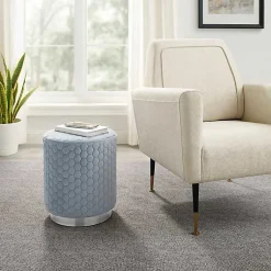 Kirklands Home Blue Quilted Honeycomb Ottoman Online