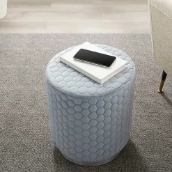 Kirklands Home Blue Quilted Honeycomb Ottoman Online