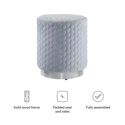 Kirklands Home Blue Quilted Honeycomb Ottoman Online