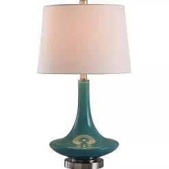 Kirklands Home Blue Retro Glass Table Lamp White Hot