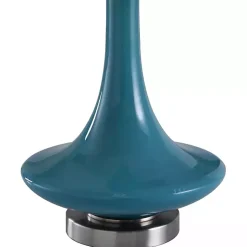 Kirklands Home Blue Retro Glass Table Lamp White Hot